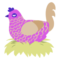 A orchid and beige chicken with a lace pattern