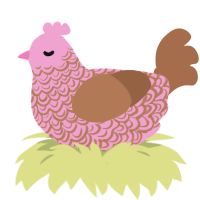 A pink and brown chicken with a double-lace pattern