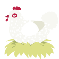 (unnamed), a white chicken with a speckle pattern