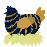 A tumblr and gold chicken with a bar pattern