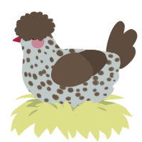 (unnamed), a silver and bark chicken with a speckle pattern