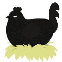 A black and sable chicken with a speckle pattern