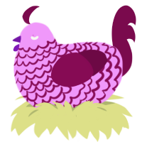 Box of Q-tips, a lavender and wine chicken with a lace pattern