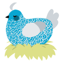 A cerulean and mist chicken with a double-lace pattern