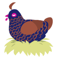 A navy and russet chicken with a lace pattern