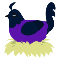 Tax, a violet and tumblr chicken with a head pattern