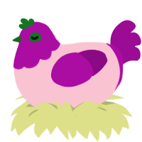 A rose and plum chicken with a head pattern