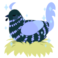 Quiet Night, a rose and leaf chicken with a bar pattern
