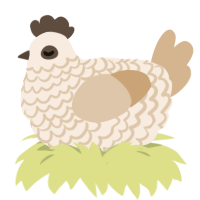 Hermes, a cream and beige chicken with a lace pattern