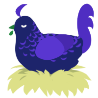 zombie, a navy and indigo chicken with a half-lace pattern