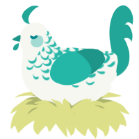Turquoise Lace, a white and turquoise chicken with a half-lace pattern