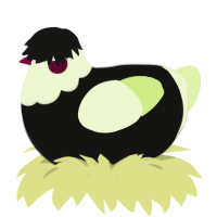 emo frankenstein, a black and apple chicken with a head pattern