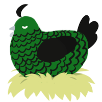 A leaf and black chicken with a lace pattern