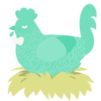 A mint chicken with a double-lace pattern
