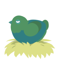 Baby Zombie, a teal and viridian chicken with a head pattern