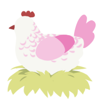 Cake, a white and pink chicken with a half-lace pattern