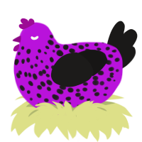 Ender, a amethyst and sable chicken with a speckle pattern