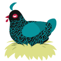 (unnamed), a black and teal chicken with a double-lace pattern
