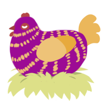Very Smol, a plum and honey chicken with a bar pattern