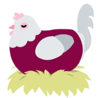 Spikeless Lychee, a maroon and mist chicken with a head pattern