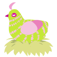 (unnamed), a lime and pink chicken with a bar pattern