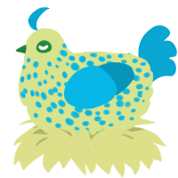 mold, a lemon and cerulean chicken with a speckle pattern