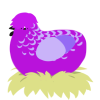 A amethyst and lilac chicken with a half-lace pattern