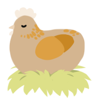 chickpea, a beige and orange chicken with a neck-speckle pattern