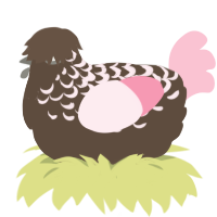 Cocoa Hooves, a bark and rose chicken with a half-lace pattern