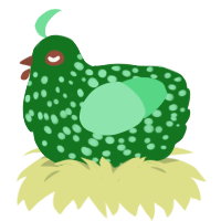 Sasara, a leaf and spring chicken with a speckle pattern