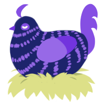 GetInto Hypnosis Mic, a navy and blurple chicken with a bar pattern
