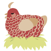 Apple Pie, a red and beige chicken with a lace pattern