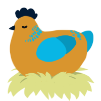 A orange and cerulean chicken with a neck-band pattern