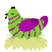 A grass and plum chicken with a bar pattern