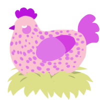 (unnamed), a rose and orchid chicken with a speckle pattern
