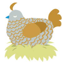Bloo, a silver and gold chicken with a lace pattern