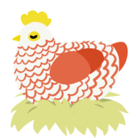 A white and vermilion chicken with a lace pattern