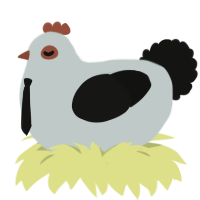 Mr Pengeens, a silver and black chicken