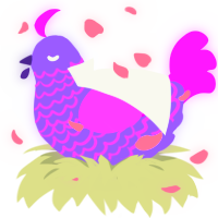 A lilac and orchid chicken with a lace pattern