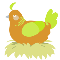 A orange and lime chicken with a neck-band pattern