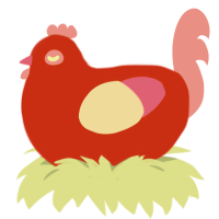 Haunted Lava Lamp, a vermilion and rose chicken