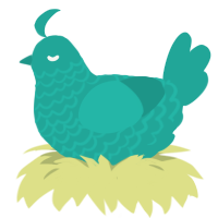 A turquoise chicken with a lace pattern