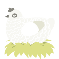 A white chicken with a lace pattern
