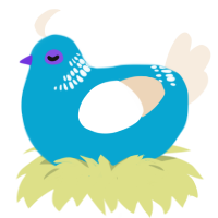 A cerulean and cream chicken with a neck-band pattern
