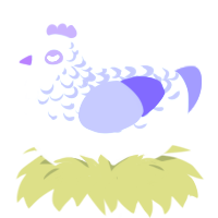 A silver and blurple chicken with a half-lace pattern