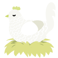 A white chicken with a lace pattern
