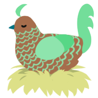 mustard with mint, a brown and spring chicken with a lace pattern