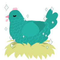 Tide Pool, a turquoise chicken with a lace pattern