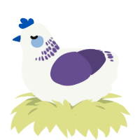 A white and overcast chicken with a neck-band pattern