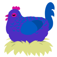 A indigo and ultramarine chicken with a half-lace pattern